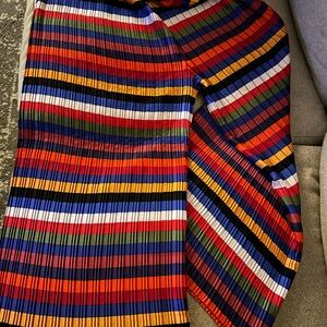 Lucy Paris Multicolor Pleated Stripe Skirt - Red, Blue, Green, Orange